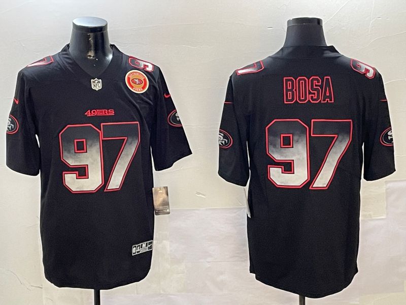 Men San Francisco 49ers #97 Bosa Black Nike Smoke Fashion 2024 Limited NFL Jersey style 6->san francisco 49ers->NFL Jersey